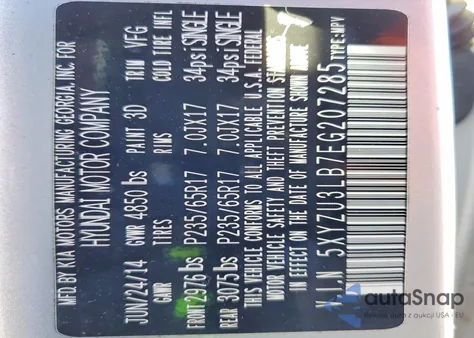 2014 Hyundai Santa Fe Sport from USA, damaged, VIN 5XYZU3LB7EG207285